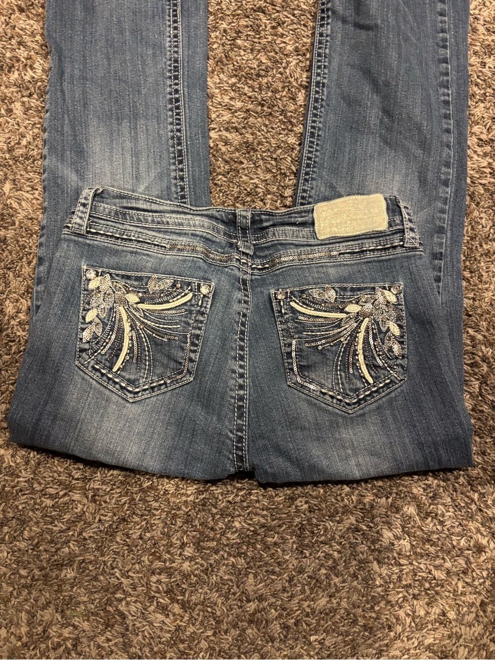 Shyanne Blue Denim Boot Cut Jeans with Embellished Back Pockets